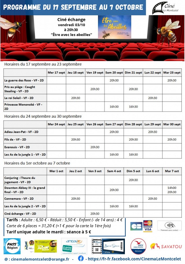 Programme du cinéma Le Montcelet du 17 septembre au 7 octobre_Entre-deux-Guiers