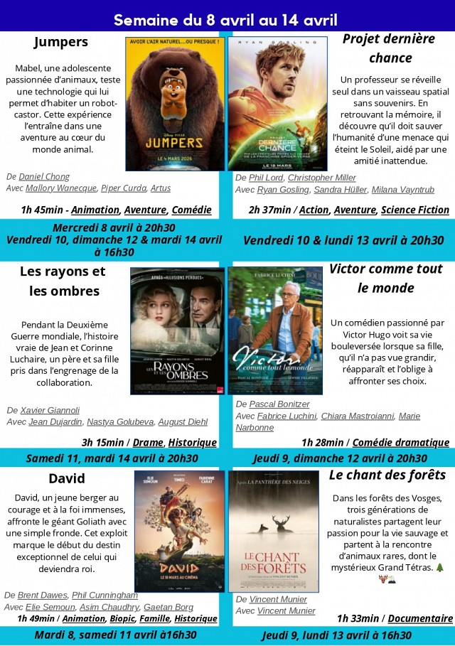 Programme du cinéma Le Montcelet du 24 mars au 14 avril 2026_Entre-deux-Guiers