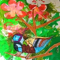 Peinture  d'un oiseau perché