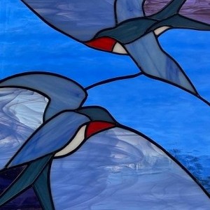 Tableau vitrail hirondelles - Agnèle Tableau vitrail hirondelles - Agnèle