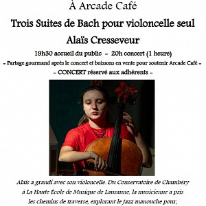 Concert de violoncelle à l'Arcade Café_Les Échelles Concert de violoncelle à l'Arcade Café_Les Échelles